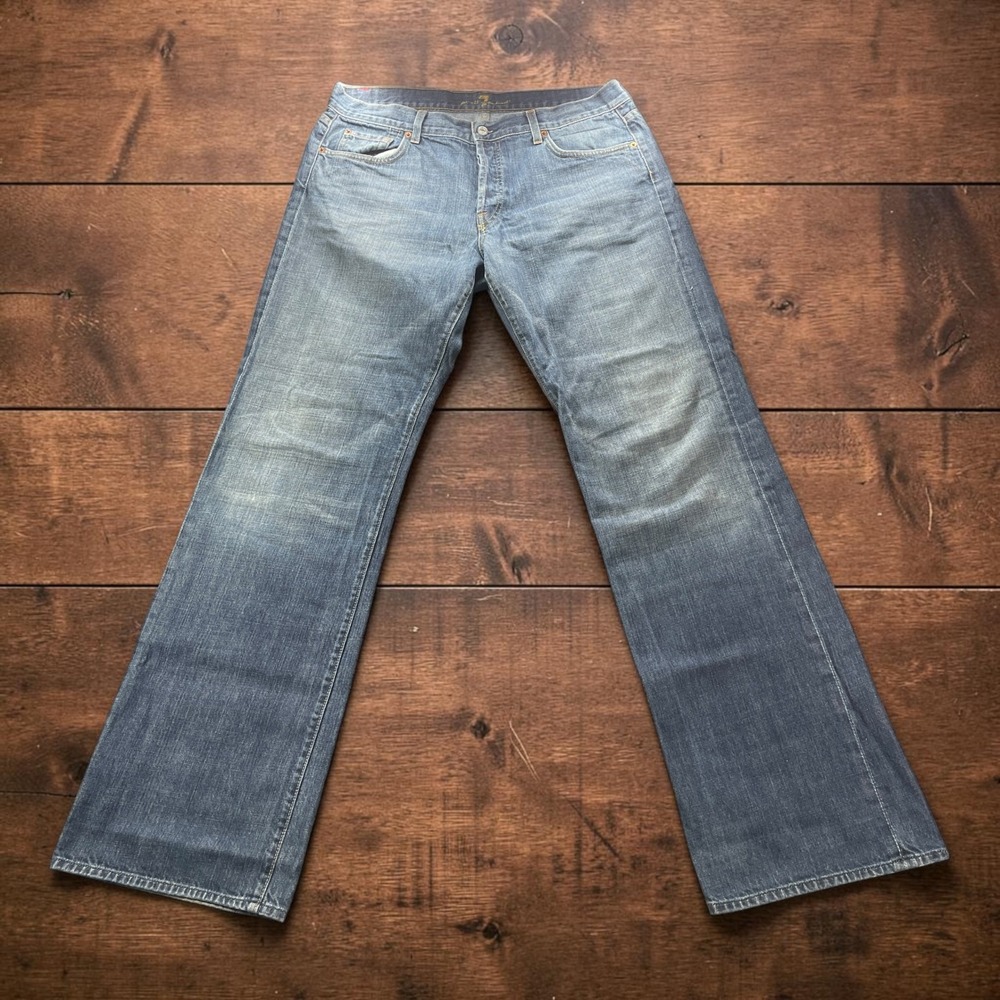 7 For All Mankind Relaxed Fit Extra Long Jeans Mens 36x36 Blue Wash Made in USA